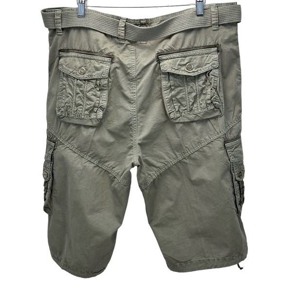 Galaxy by Harvic Men's Belted 100% Cotton Utility Cargo Shorts - Grey - size 36 - Picture 2 of 8